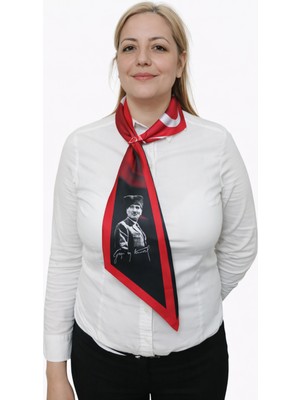 Moda Nokta Atatürk Silüetli ve Imzalı Kravat Model Boyun Fuları