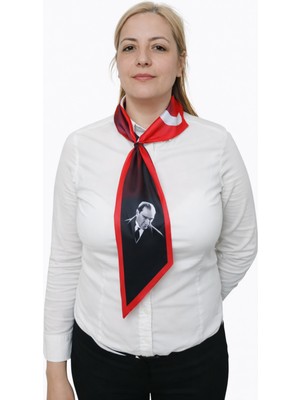 Moda Nokta Atatürk Silüetli ve Imzalı Kravat Model Boyun Fuları