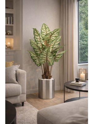 Elit Organizasyon & Tasarım Yapay Çiçek Elitluxe Design 150 cm Yapay Alocasia (Fil Kulağı) Bitkisi – Saksılı, Dekoratif