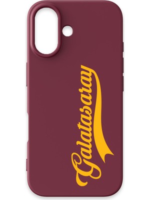 iPhone 17 Uyumlu Galatasaray El Yazı Bordo Silikon Lisanslı Telefon Kılıfı
