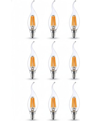 LİVORA LİGHTİNG Rustik Kıvrık 4W E14 LED Ampul 400LM (9lu  Paket)