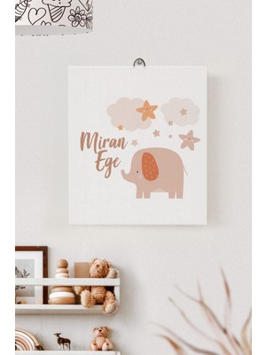 Lilabio Isme Özel Çocuk Odası Kanvas Tablo Fil (17X21 Cm)