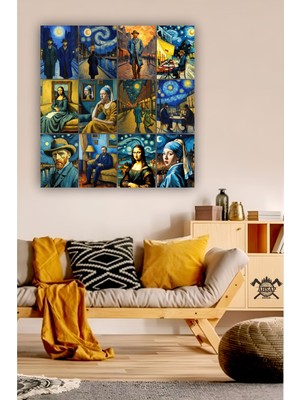 Pi Dekorasyon 12 Parça Sürreal Resimler Çerçeve Görünümlü Mdf Tablo Duvar Süsü Hediyelik Eşya Yeni Sürreal