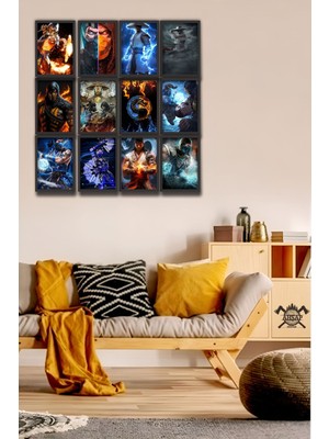 Pi Dekorasyon 12 Parça Mortal Kombat Çerçeve Görünümlü Mdf Tablo Duvar Süsü Hediyelik Eşya Oyuncular Için