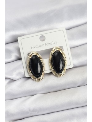 Nuveden Ieg™ Siyah Badem Model Vintage Kadın Küpe NVDN-RSBJT34