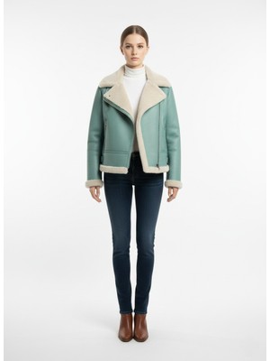 Paolo Framinco PF-054 Kuzu Derisi Yeşil Kürk Deri Ceket