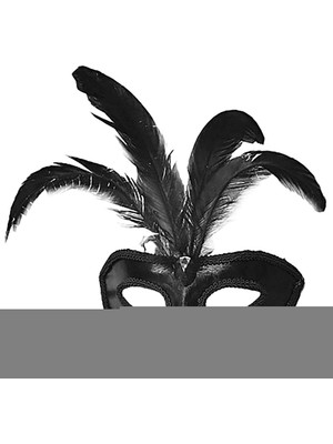 Rugan Kaplama Kırmızı Tüylü Parti Maskesi