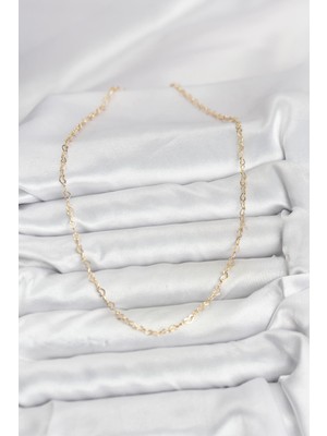 Bsre 14K Gold Renk Kalp Zincirli Kadın Kolye (Cm)
