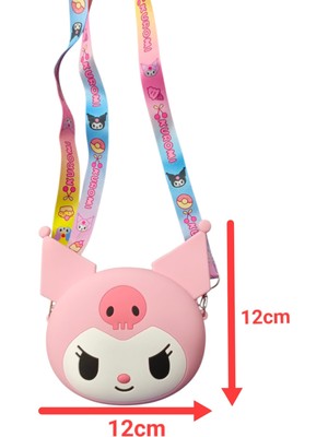 Sanrio Kuromi Kafa Cüzdan Boy Ayarlanabilir Askılı Silikon Çanta