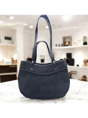 Valentina Victoria Hakiki Yarma Süet Büyük Boy Omuz  Çanta