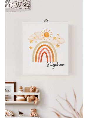Lilabio Isme Özel Çocuk Odası Kanvas Tablo Gökkuşağı (17X21 Cm)