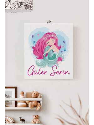 Lilabio Isme Özel Çocuk Odası Kanvas Tablo Denizkızı (17X21 Cm)