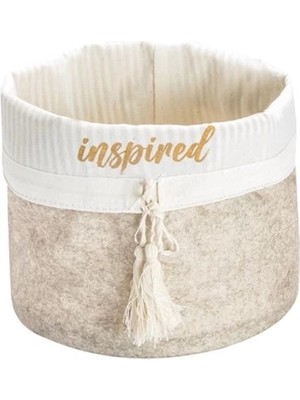 Kaia Life Yuvarlak Katlanabilir Çok Amaçlı Saklama Organizer Kutu Keçe Sepet (Mega) - 03389