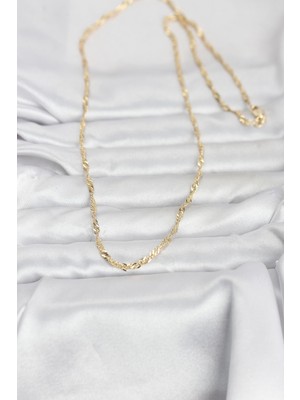 Bsre 14K Gold Renk Burgu Yassı 60 cm Kadın Kolye (Cm)