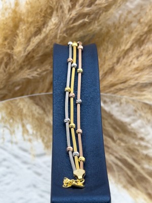 Livora Jewelry 925 Ayar Gümüş 3 Renk Dorika Toplu Kadın Bileklik – Zarif Şık Tasarım