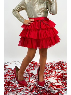 Duca Kat Kat Fırfırlı Tül Etek