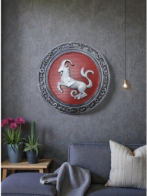 Albeno Oğlak Burcu 3D Kabartma Rölyef Tablo – 30 cm El Yapımı Reçine Döküm