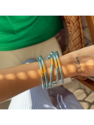 Alice İsstanbul Mavi Plastik Simli Bilezik Seti