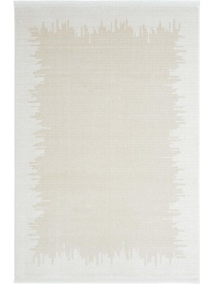 Cool Halı Arezzo Bej Krem Rengi Modern Çerçeveli Yumuşak Parlak Akrilik Yatak Odası Salon Oturma Odası Halısı