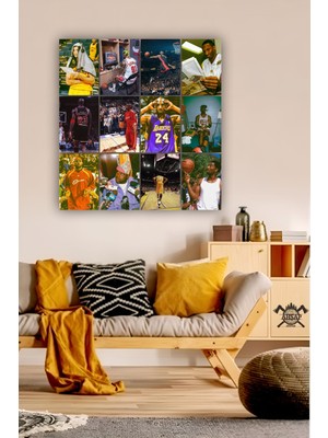 Pi Dekorasyon 12 Parça Nba Oyuncuları Resimleri Çerçeve Görünümlü Mdf Tablo Duvar Süsü Hediyelik Basketbol