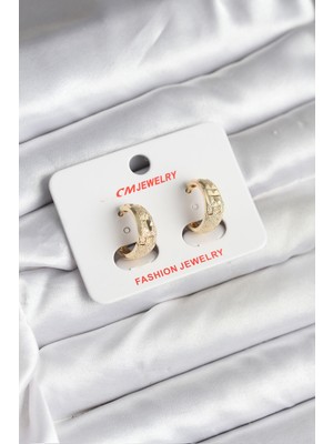 Nuveden Ieg™ 14K Gold Renk Kaplama Lazer Halka cm Kadın Küpe NVDN-RSBJT34