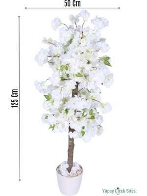 Yapay Çiçek Sitesi Yapay Premium Bahar Dalı Ağacı 125 cm Beyaz