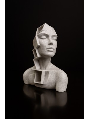 Todekora Modern Geometrik Büst Heykel Biblo | Beyaz Mermer Görünümlü Dekor Obje