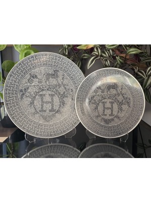 Konyax Pasta ve Servis Tabağı Set 6 Kişilik 12 Parça Honey Gri