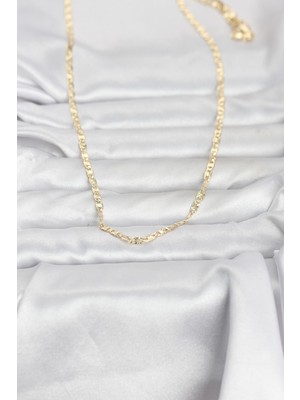 Bsre 14K Gold Renk Lazer Zincirli 60 cm Kadın Kolye (Cm)