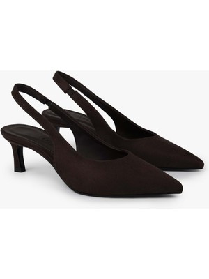 Shoeberry Kadın Süet Stiletto Ayakkabı Acı Kahve Renkli İnce Topuklu Konforlu Tasarım