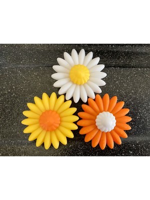 MisterionStudio Dekoratif Buzdolabı Magnet Papatya Figürü Yüksek Kaliteli Baskı 3 Adet