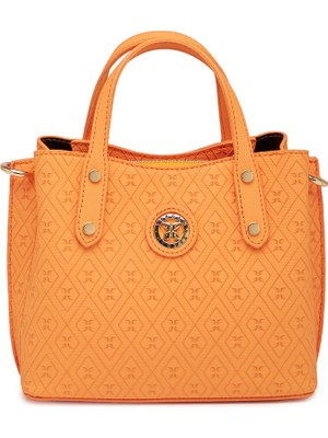 Tergan Turuncu Print Kadın Çapraz Askılı Çanta - S1WPR0000806-V3F