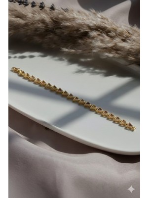 Nora Vıp 14K Üçgen Taş Detaylı Altın Bileklik Gold