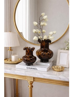 Aydınev 2 Li Florid Cam Tasarım Vazo