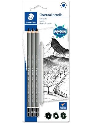 Braventa Collection Staedtler 100C Sbk4 Mars Lumograph Charcoal Füzen Eskiz Kalem 4'lü Set