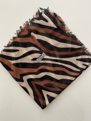 Eyfel Ince Zebra Desen Tülbent Yazma