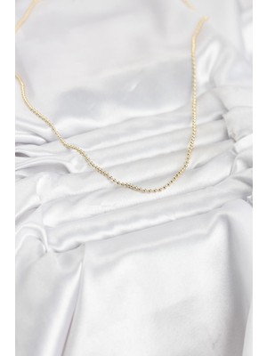 Bsre 14K Gold Renk Top Zincirli 60 cm Kadın Kolye (Cm)
