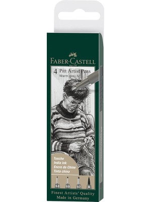 Braventa Collection Faber-Castell Pitt Artist Pen Çizim Kalemi Seti, 4’lü (S, F, M, B Uç), Suya ve Solmaya Dayanıklı, Ka