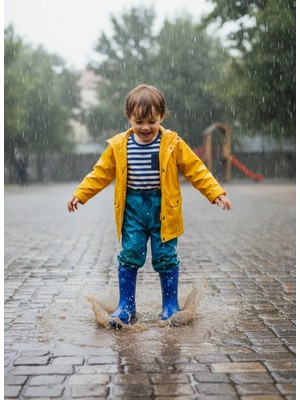 Belix Konçlu Peluşlu Emojili Erkek Çocuk Yağmur Çizmesi 26-35 Mavi