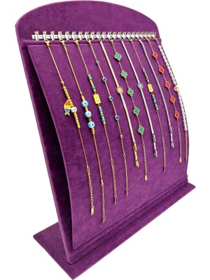 Sezgin Kutu ve Aksesuar Oval Dikey Bileklik ve Zincirlik Standı Mor Süet