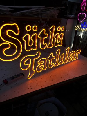 Neonled Sütlü Tatlılar Neon LED Yazı (Pastane, Unlu Mamüller, Fırın Konsept) (100X45 Cm)
