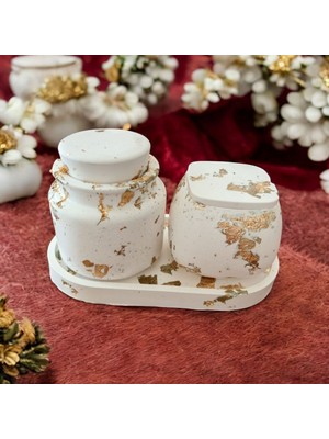 Celestia Altın Varak Detaylı Dekoratif Vanilya Kokulu Mum Set