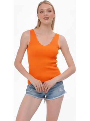 Thiff Gymwear Kadın Kolsuz Kalın Askılı Ince Yazlık Merdiven Yaka Triko Atlet