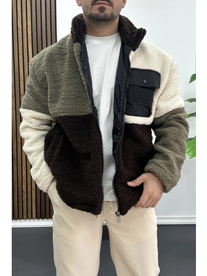 Edwox Erkek Tam Oversize Geniş Kalıp Peluş Mont EDW446