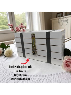 Kilitli Ahşap Takı Çeyiz Sandığı Nişan Kına Düğün Sünnet Takı Toplama Kutusu