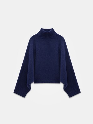 Dilvin 10817 Yün Karışımlı Yarasa Kol Kazak-A.lacivert