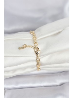 Bsre 14K Gold Renk Lazerli Halka Kadın Bileklik (Cm)