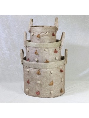 Shoplet Buğz Katlanabilir Çok Amaçlı Ponponlu Yuvarlak Düzenleyici Saklama Kutusu Organizer Keçe Set