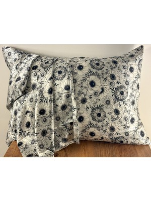 ICON SILK 'Sleep & Glow' %100 Saf Ipek Fermuarlı Yastık Kılıfı 1 Adet (Black Daisy)