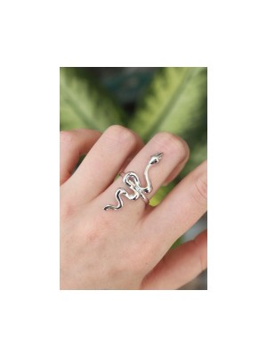 Erbilden Erb Pirinç Gümüş Renk Ayarlanabilir Yılan Yüzük